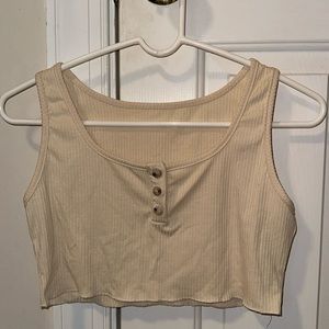 Shein ribbed henley cropped tank top